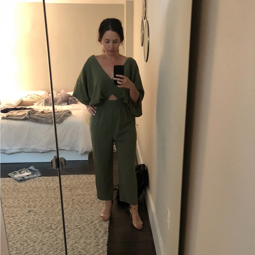ASOS Olive Green Cut-Out Jumpsuit Size 10